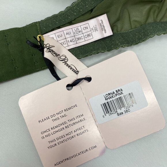 Agent Provocateur Lorna Khaki Pink Bra 36C NWT - Picture 11 of 11